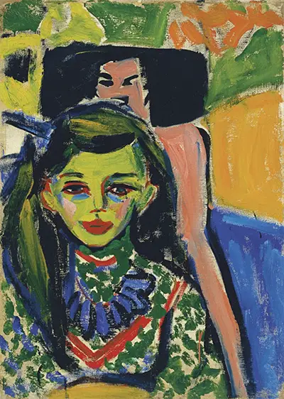 Franzi in Front of Carved Chair Ernst Ludwig Kirchner